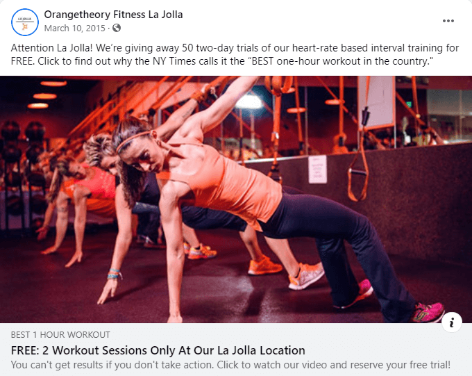 Orange Theory Fitness Ad on March 10 2015